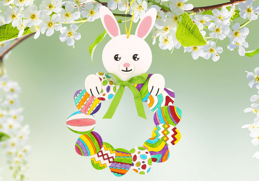 atelier couronne de Pâques lapin et oeufs